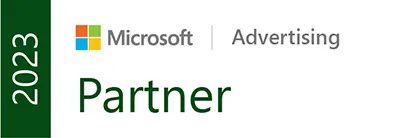 Microsofts annonsepartnerlogo med Corecom Digitalbyrå.