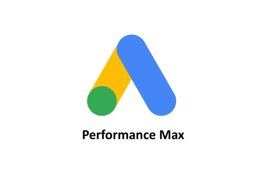 Google Ads Performance Max-logoen på hvit bakgrunn.