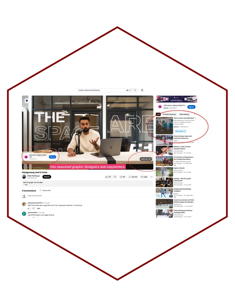 En YouTube-video som viser frem Google Ads med en mann som peker på skjermen.