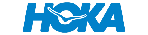 HOKA-logoen i blått med en stilisert fugl innlemmet i bokstaven «O».